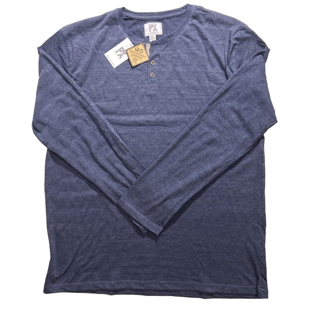 NWT PX Clothing Knit Long Sleeve Henley Light Blue 2XL